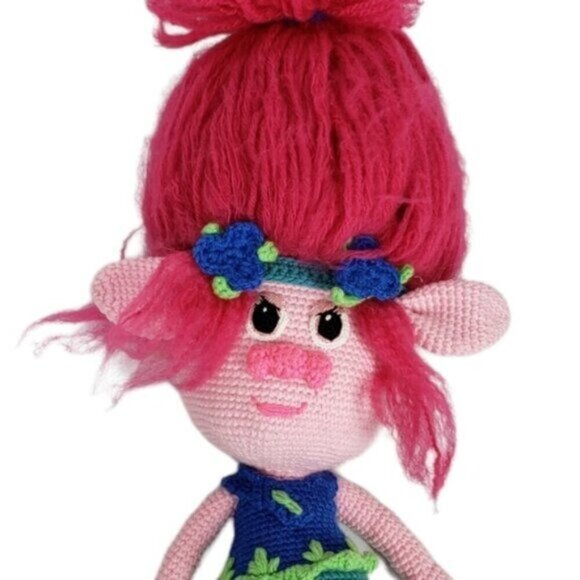Handmade Hand Crafted Girl Troll Doll Crochet Knitted - Picture 1 of 13